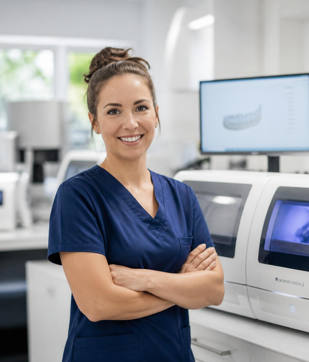 Dental technician in a modern digital dental laboratory